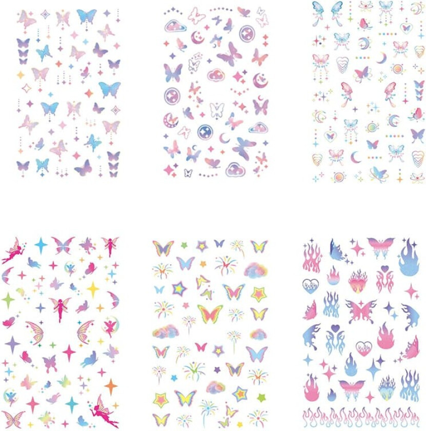 INF Glitter Nail Art Stickers - 6 Pack Model 2
