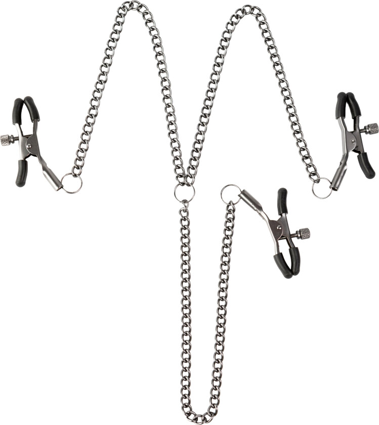 Triple Tease Sett med Justerbare Brystvorte- og Klitorisklemmer - Svart