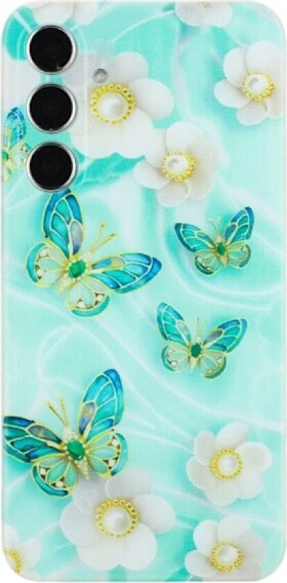 Samsung Galaxy S24 FE-etui med mønsterutskrift Fleksibelt telefondeksel Clear Edge - Sommerfuglblomst