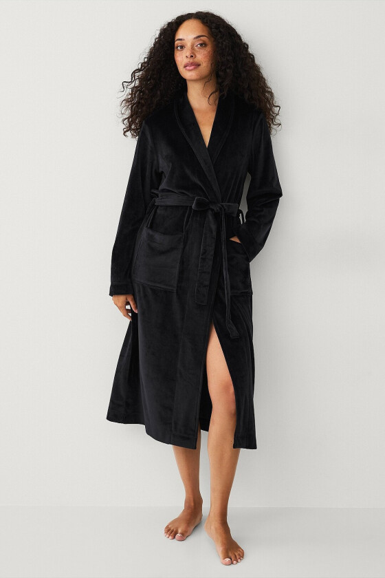 Morgenkåpe i velur - Svart
