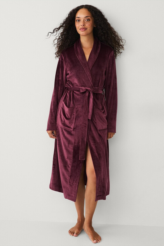 Morgenkåpe i velur - Rød