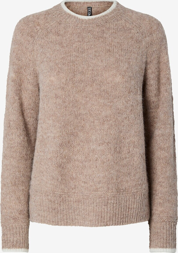 Pullover pcIvy LS O-neck Contrast Knit - Grå