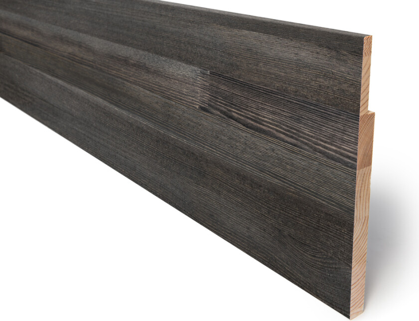 Utforing furu 18x250x4400 laminert 35 mm fjær tindesort