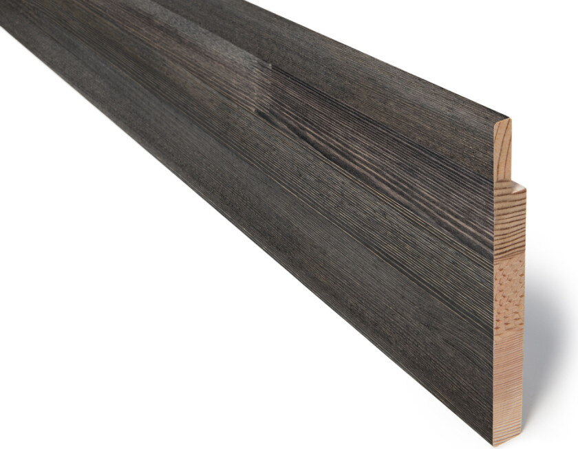 Utforing furu 18x170x4400 laminert 35 mm fjær tindesort