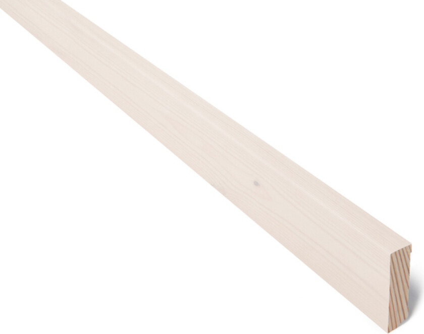 Fotlist grunnet furu 15x56 mm hvitlasert