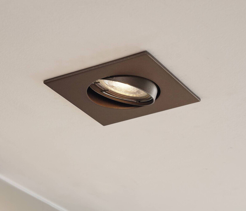 Prios innfellingslampe Fibur, matt bronse, 9 cm, GU10