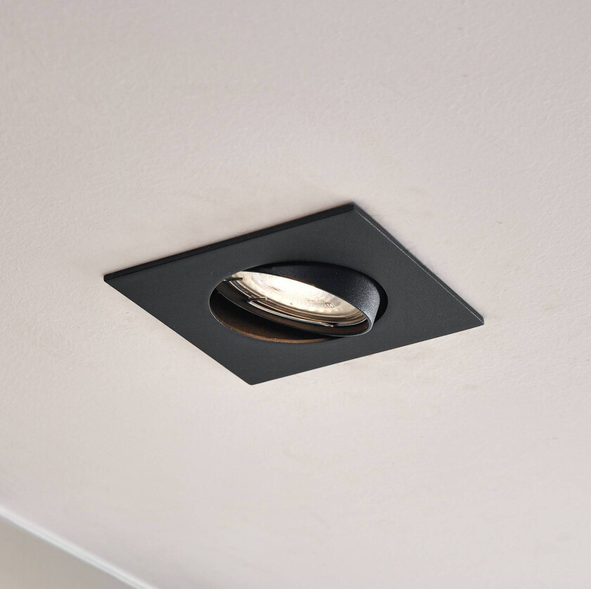 Prios innfellingslampe Fibur, svart, 9 cm, GU10