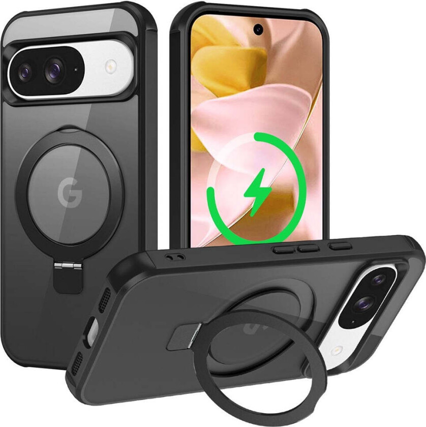 Google Pixel 10 / 10 Pro / 9 / 9 Pro Magsafe-deksel M. Kickstand - Svart