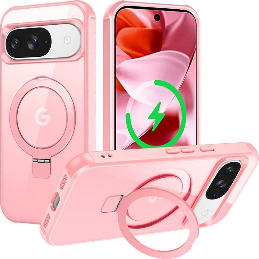 Google Pixel 10 / 10 Pro / 9 / 9 Pro Magsafe-deksel M. Kickstand - Rosa