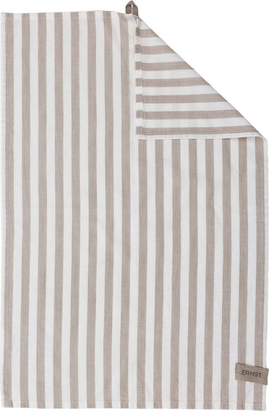 Ernst kjøkkenhåndkle, brede striper 47x70 cm Beige-hvit rand