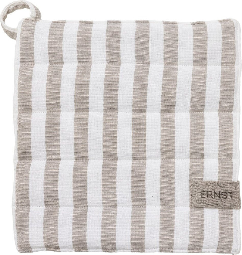Bilde av Ernst gryteklut, bred stripe 23x25 cm Beige-hvitt striper