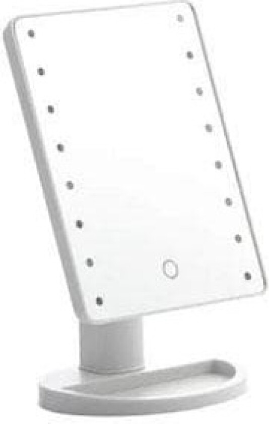 Justerbart sminkespeil med LED-lys, hvitt