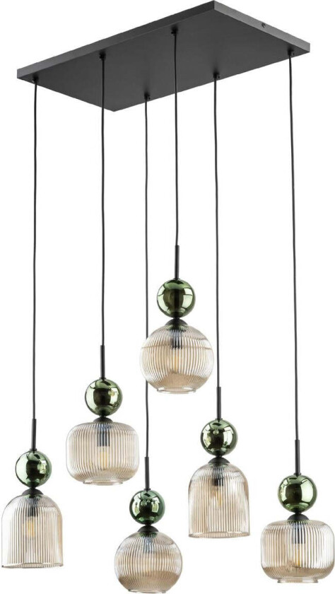Sophia takpendel 6-lys - Grønn / Amber