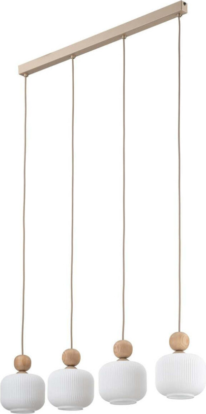 Ballo takpendel 4-lys - Hvit / Trefarget