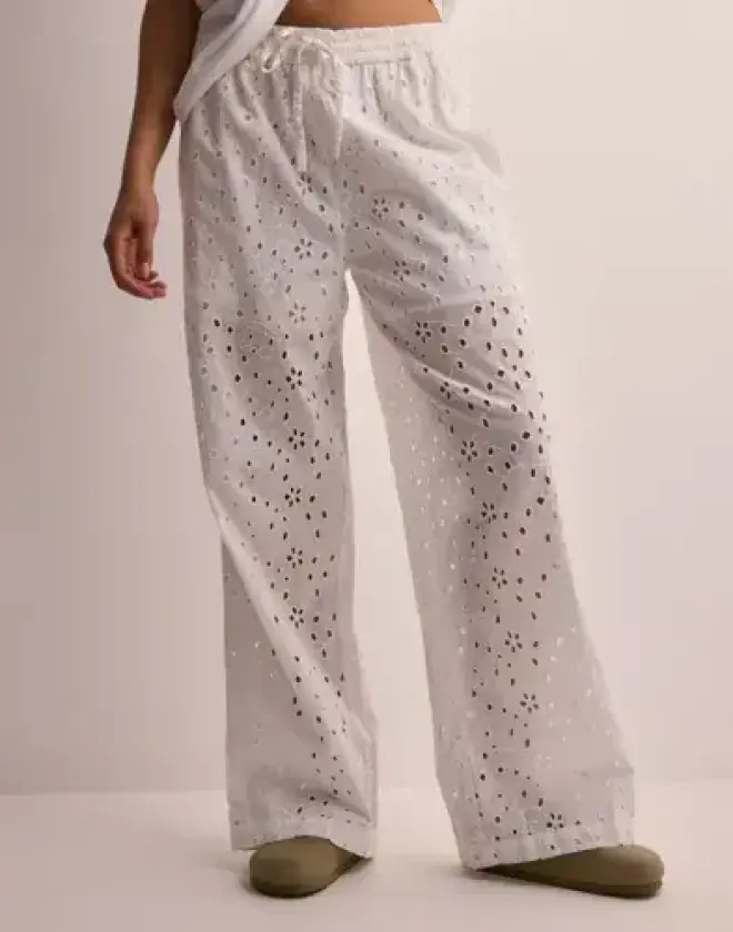 Hvit - Pcwendy Mw Broderie Angalise Pant D