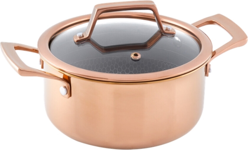 Gryde 2,2 L Med Låg Og Hybridbelægning - Rose Gold