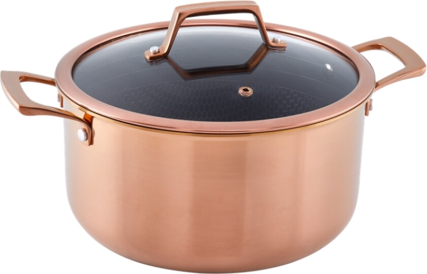 Gryde 5,8 L Med Låg Og Hybridbelægning - Rose Gold