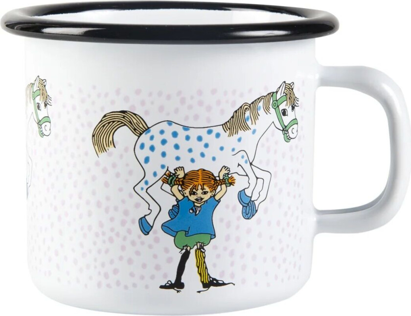 Pippi and the horse emaljekopp 2,5 dl White