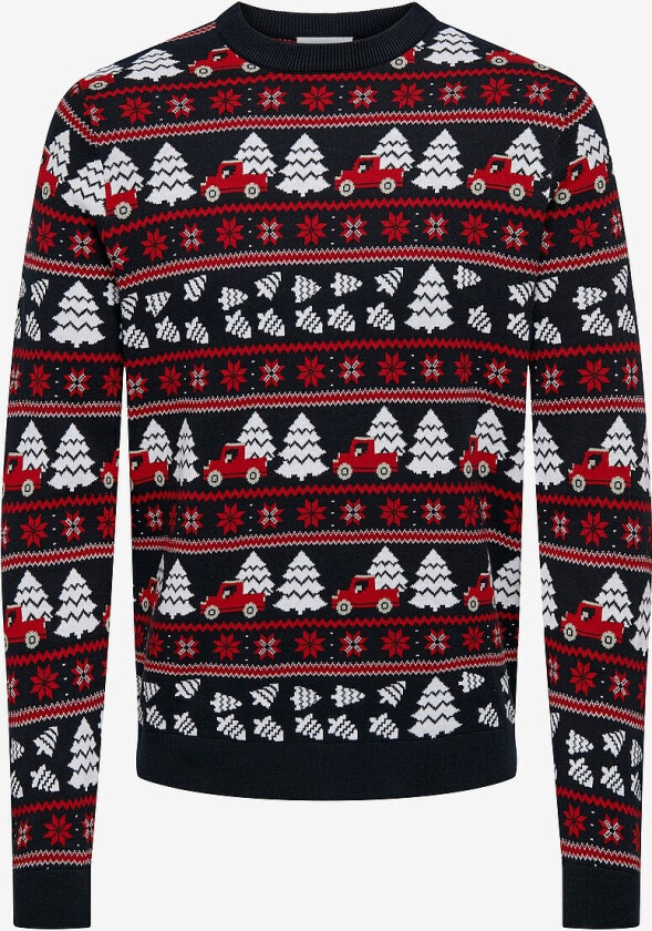 Julegenser onsXmas Reg 5 Jaq Crew Knit - Blå