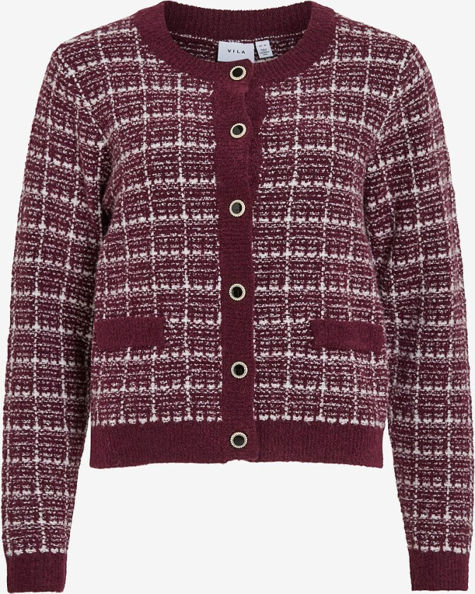 Kardigan viAudrey Check L/S Knit - Rød
