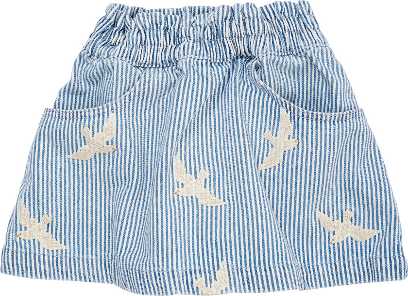 Y/D Twill Skirt W. Embroirdey Denim Blue Stripe Denim Blue Stripe 104 cm Blå 104 cm kvinne