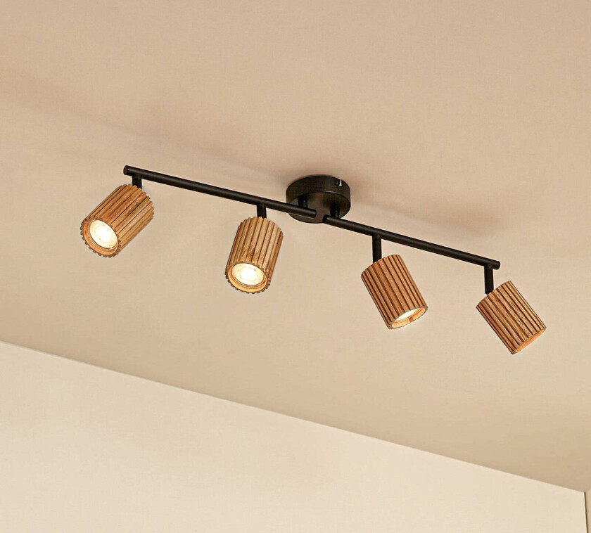 Lindby Downlight Stralino, 4 lyskilder, lengde 60 cm, tre