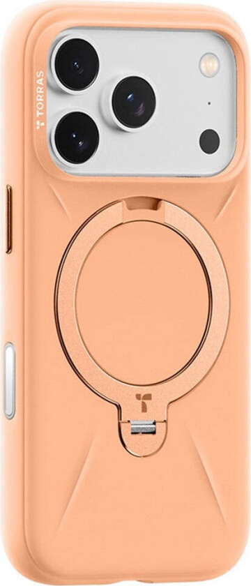 TORRAS iPhone 17 Pro Max Ostand Spin Silikon Deksel m. Roterende Kickstand - MagSafe Kompatibel - Oransje