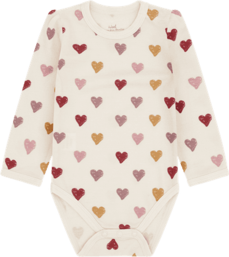 Baloo Hearts Puff Body Ull Bambus Off White