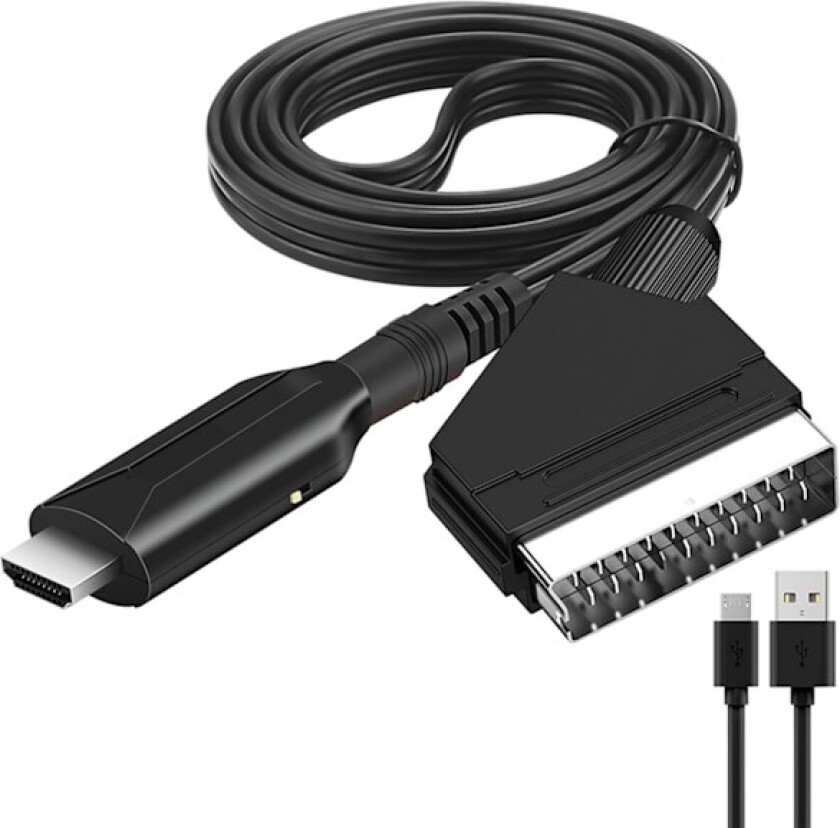 1080P SCART til HDMI-kompatibel konverteringsadapter, SCART-inngang til HDMI-kompatibel utgang Video Audio Converter-kabel