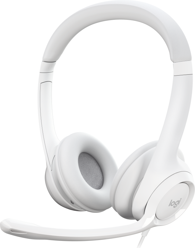 - H390 Wired Headset for PC/Laptop, Stereo Headphones with Noise Cancelling Microphone, USB-A WHITE