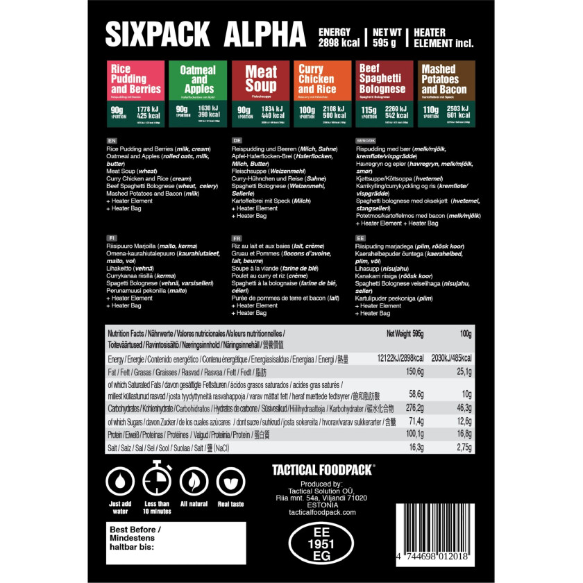 Sixpack Alpha, turmat STD