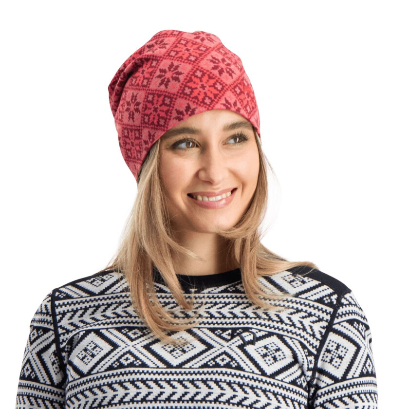 Rose Beanie, lue, dame Rouge