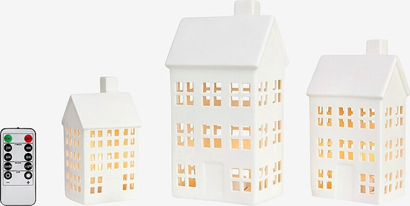 Borddekorasjon Eton 3-sett B/O - Hvit