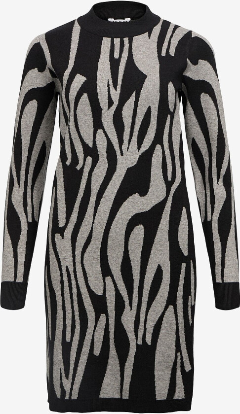 Kjole objRay L/S Knit Drss Aop - Svart