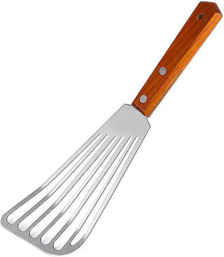 *Nyheter i butikken vår! Fiskespade i rustfritt stål, fiskespade med trehåndtak, slisset stekespade, kjøkkenspade i metall Kompatibel med steking