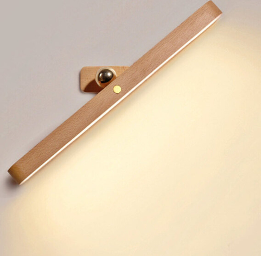 LED-vegglampe i tre, 360° roterbar og magnetisk, batteridrevet vegglampe, USB-oppladbar, dimbar LED-nattlampe for lesing_MGF