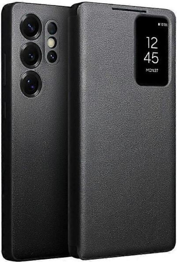 QIALINO Kompatibel med Samsung Galaxy S25 Ultra Deksel Visningsvindu Ekte Kuskinn Flip Telefondeksel