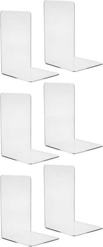 Bokstøtter i plexiglass - 6 stk Transparent