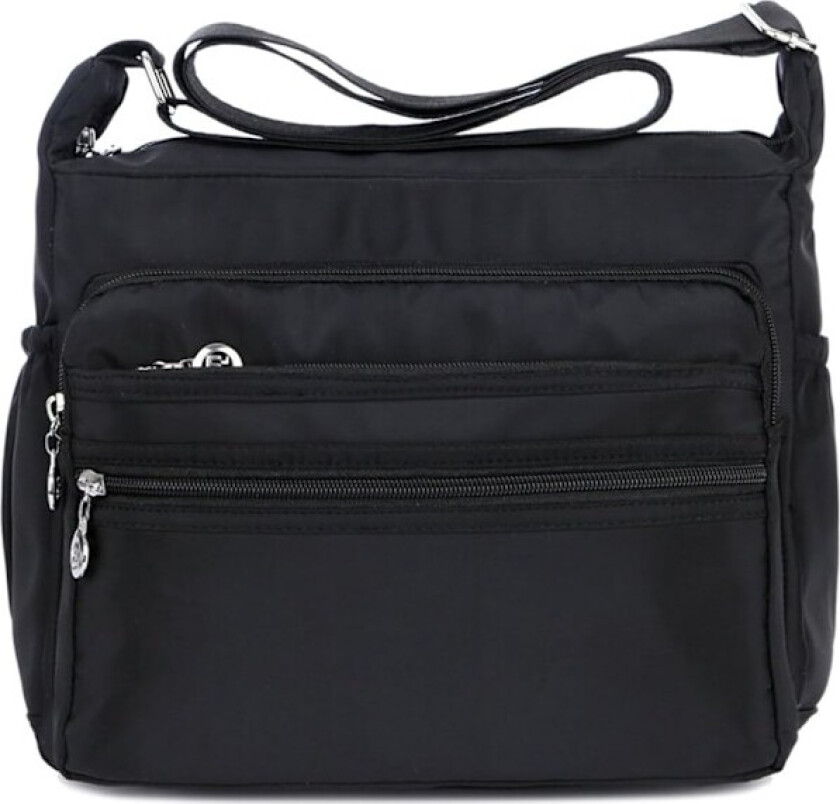 Messenger-veske i nylon Oxford-stoff (svart), avslappet canvas for kvinner