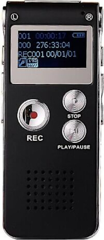 16 GB Digital stemmeopptaker (diktafon), oppladbar USB og 30 timers opptak, digital lyd- og MP3-spiller, for bruk i møter/intervjuer/forelesninger