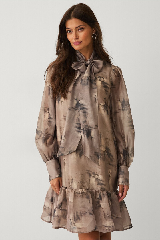 Kjole med knytebånd - Beige