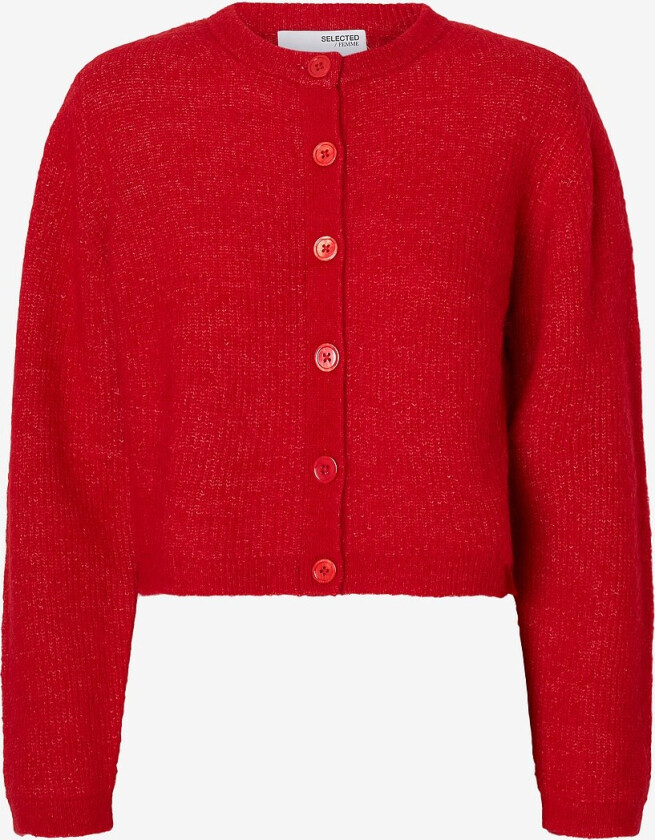 Kardigan slfSia Ras LS Knit Cropped - Rød
