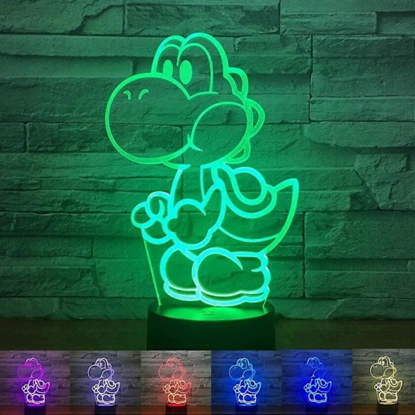 Yoshi 3D nattlampe, 16 farger RGB berøringsfjernkontroll Yoshi lys barnerom dekorasjon bordlampe for julebelysning gave