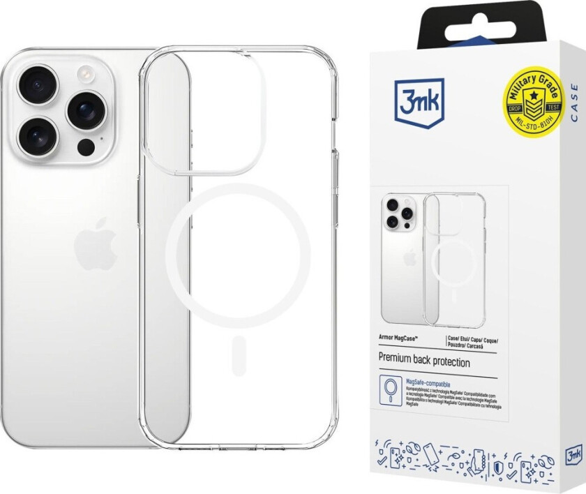 Armor MagCase Cover til iPhone 16 Pro Max - MagSafe Kompatibel - Transparent