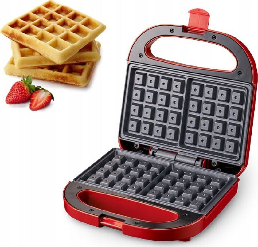 Aurora AU329 Vaffeljern - 750W, Non-stick - Rød