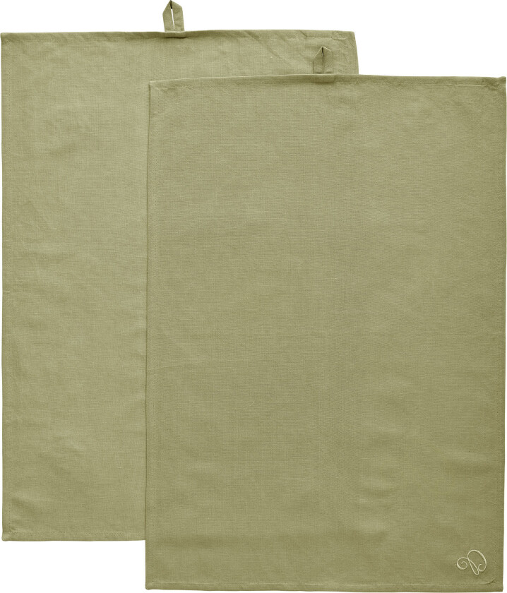 Sienna Kjøkkenhåndkle lin 70 x 50 cm 2-pakning, grønn