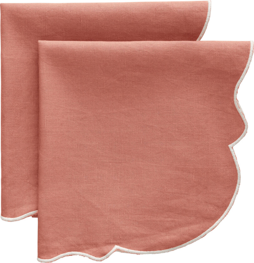 Gia Linserviett 45 x 45 cm 2-pakning, rosa/hvit