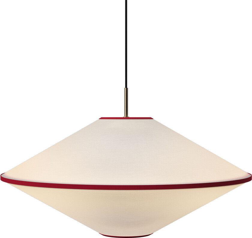 Tafta pendellampe 65 cm, rød/off-white