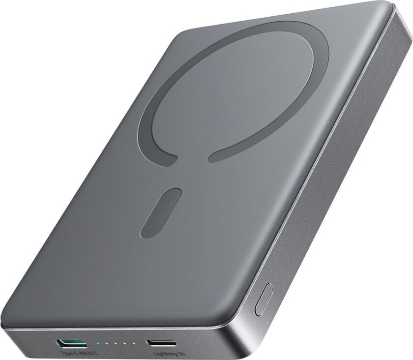 Ultratynn Magnetisk Powerbank 10000mAh, 20W - Grå