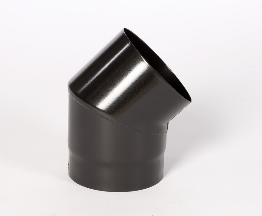 Røkrør kne kort ø125x45°ma/emal 1,2
